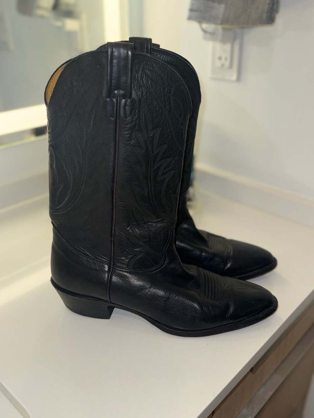 Nocona Boots Black Leather Western Cowboy Boots Size 10.5 B